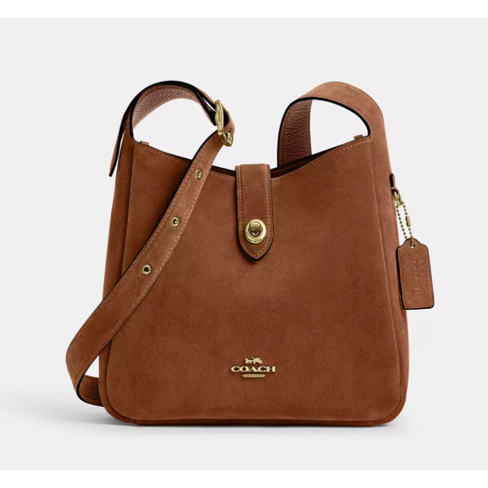 Coach Hadley Convertible Crossbody Bag Ccg43 Suede/Gold/Sienna